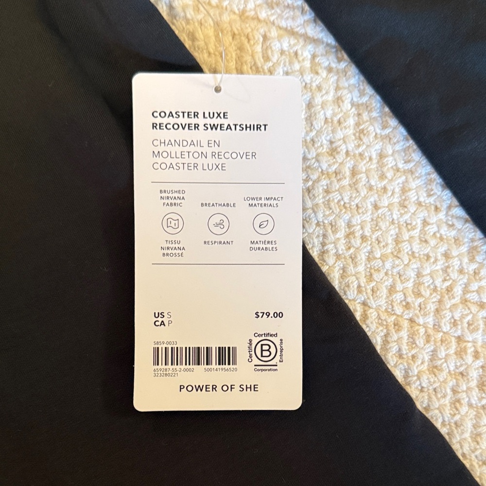 NWT Athleta Coaster Luxe Recover Crewneck Sweatshirt – Black – $79 MSRP - Picture 3 of 5